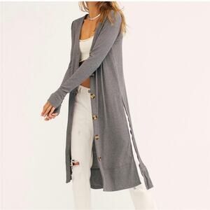 Free People / We the Free Long Line Button Front Cardigan Green / sz M